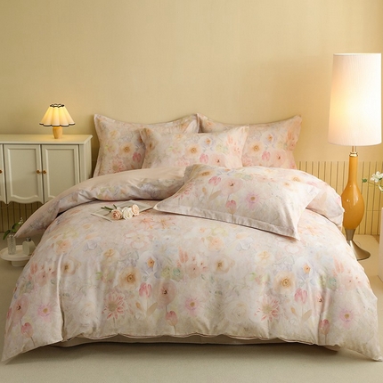 91家纺网 家纺一手货源 找家纺 （总）巧玲珑 2025新款144*72AB版进口澳洲棉印花陶瓷四件套