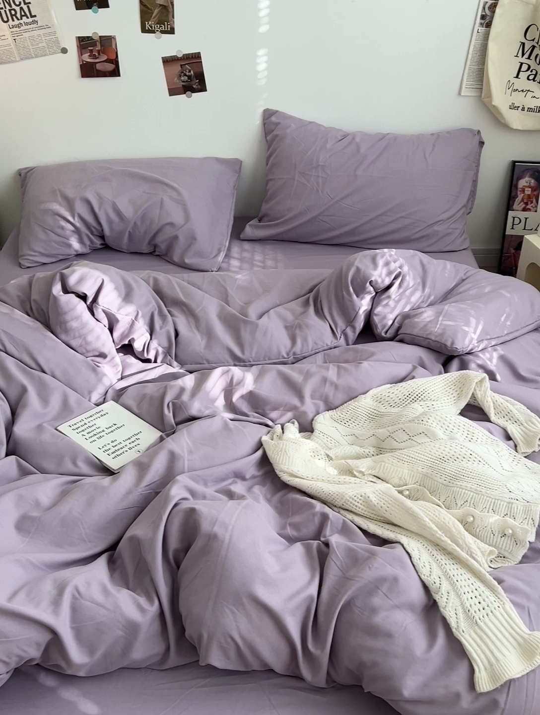 91家纺网 家纺一手货源 找家纺 梦卓家纺 2025爆款ins风超柔褶皱亲肤磨毛水洗棉四件套 芋泥紫