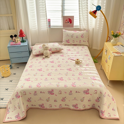 91家纺网 家纺一手货源 找家纺 罗亿家纺 2025新款水洗棉双层纱夹棉绗缝床盖（提供买家秀） 小美摩天轮