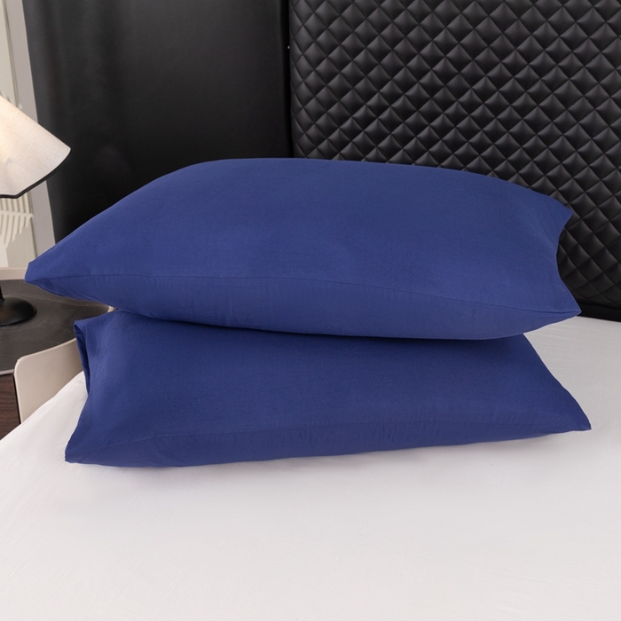 91家纺网 家纺一手货源 找家纺 2025新款跨境外贸纯色磨毛枕套 藏青