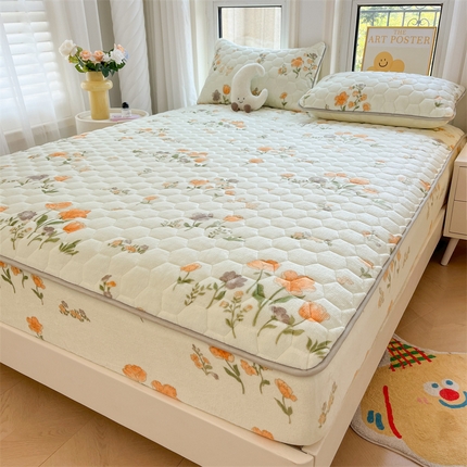 91家纺网 家纺一手货源 找家纺 （买家秀 爆款不断货）A类母婴级卡通牛奶绒床笠珊瑚绒床笠雪花绒床笠牛奶绒床罩珊瑚绒儿童牛奶绒夹棉床笠 仙香花朵