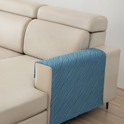 91家纺网 家纺一手货源 找家纺 沐沐家纺 2026新款流年扶手巾 蓝色