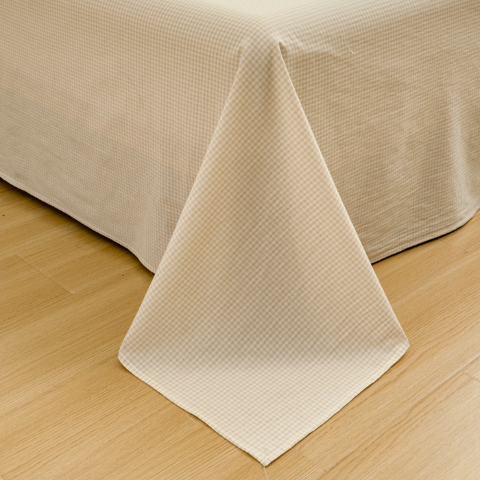 91家纺网 家纺一手货源 找家纺 2025新款简约款色织水洗棉单品床单 糖果卡其