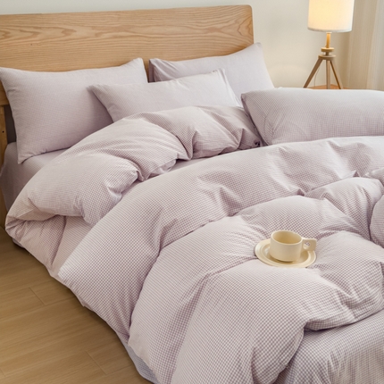 2025新款简约款色织水洗棉单品被套 糖果紫