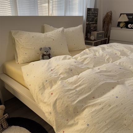 奈颜 2025新款云感双层纱爆款裸睡四件套-实拍图 提供买家秀 繁星点点