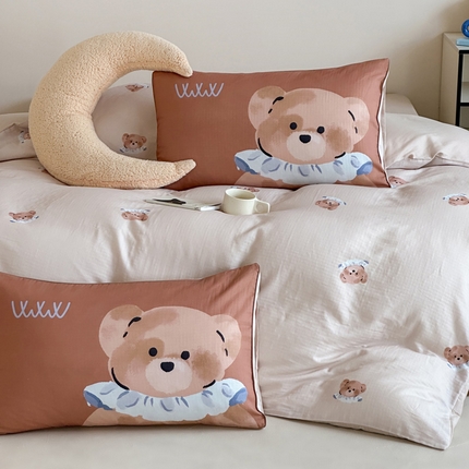 91家纺网 家纺一手货源 找家纺 （总）卡巴伦家纺 2025新款ins韩风A类双层纱数码印花四件套【全网控价(折后券后)不低于标准278/加大298/小号238元】