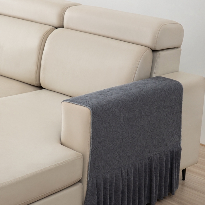 91家纺网 家纺一手货源 找家纺 沐沐家纺 2026新款小树叶扶手巾 深灰