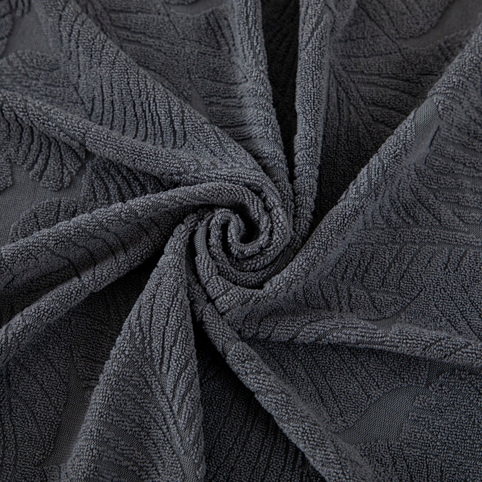 91家纺网 家纺一手货源 找家纺 沐沐家纺 2026新款小树叶扶手巾 深灰