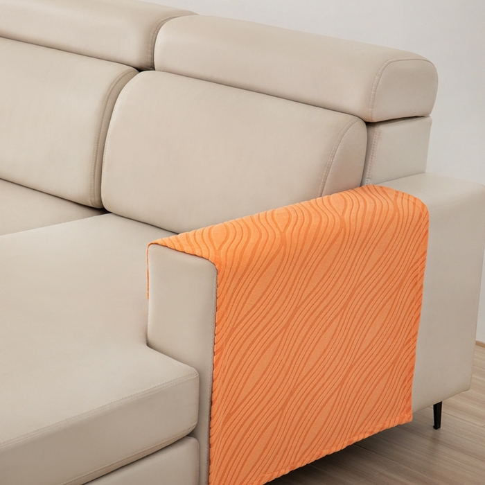 91家纺网 家纺一手货源 找家纺 沐沐家纺 2026新款流年扶手巾 橙色