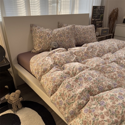 奈颜 2025新款云感双层纱爆款裸睡四件套-实拍图 提供买家秀 粉郁