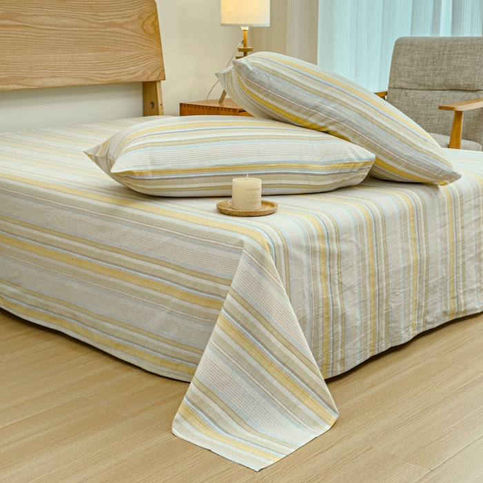 91家纺网 家纺一手货源 找家纺 2025新款简约款色织水洗棉单品枕套 沐妍黄