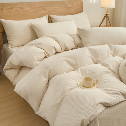 2025新款简约款色织水洗棉单品被套 糖果卡其