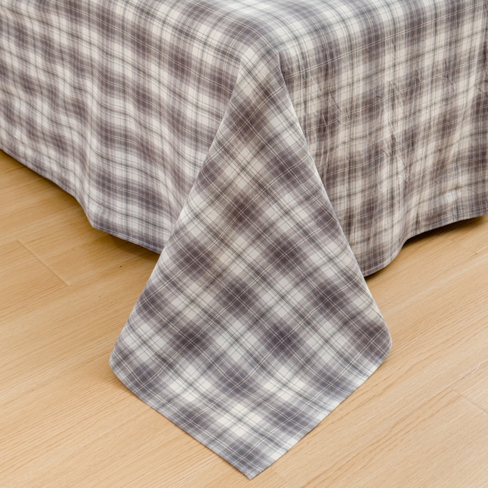 91家纺网 家纺一手货源 找家纺 2025新款简约款色织水洗棉单品床单 可可灰