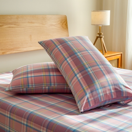 2025新款简约款色织水洗棉单品枕套 昭华粉