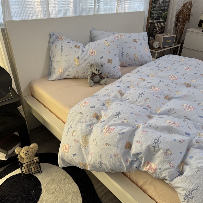 91家纺网 家纺一手货源 找家纺 奈颜 2025新款云感双层纱爆款裸睡四件套-实拍图 提供买家秀 动物派对