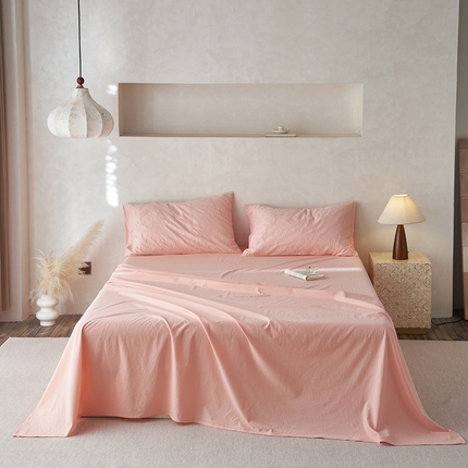 91家纺网 家纺一手货源 找家纺 2025春夏新品色织大提花单品床单 嫩粉