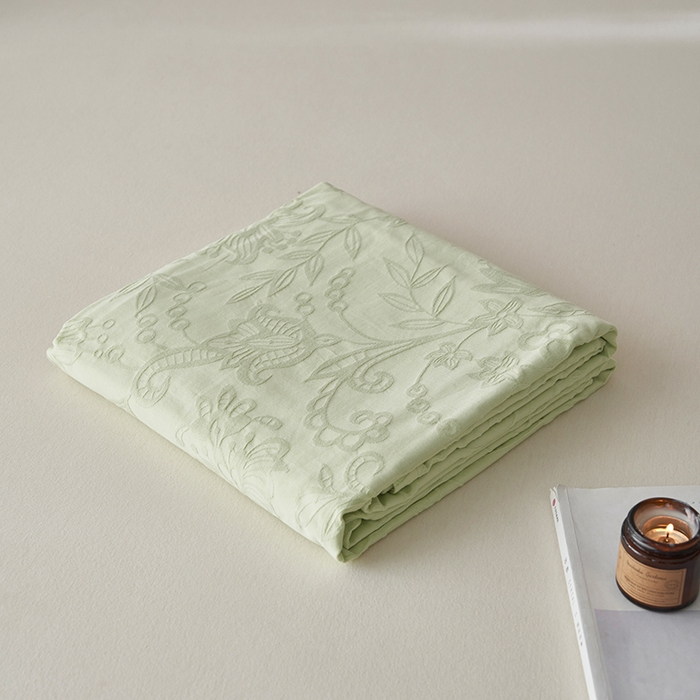 91家纺网 家纺一手货源 找家纺 2025春夏新品染色水洗大提花单品被套 染黛-嫩绿