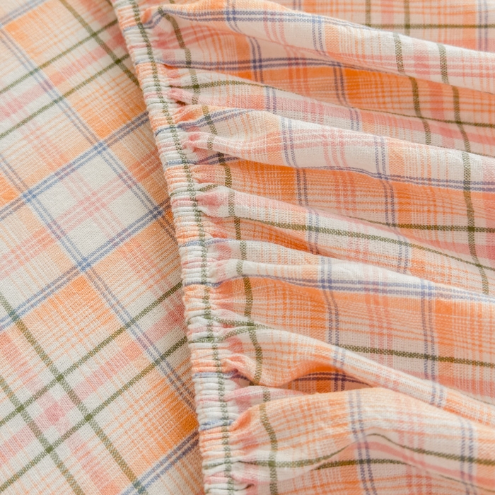 91家纺网 家纺一手货源 找家纺 2025新款简约款色织水洗棉单品床笠 可可桔