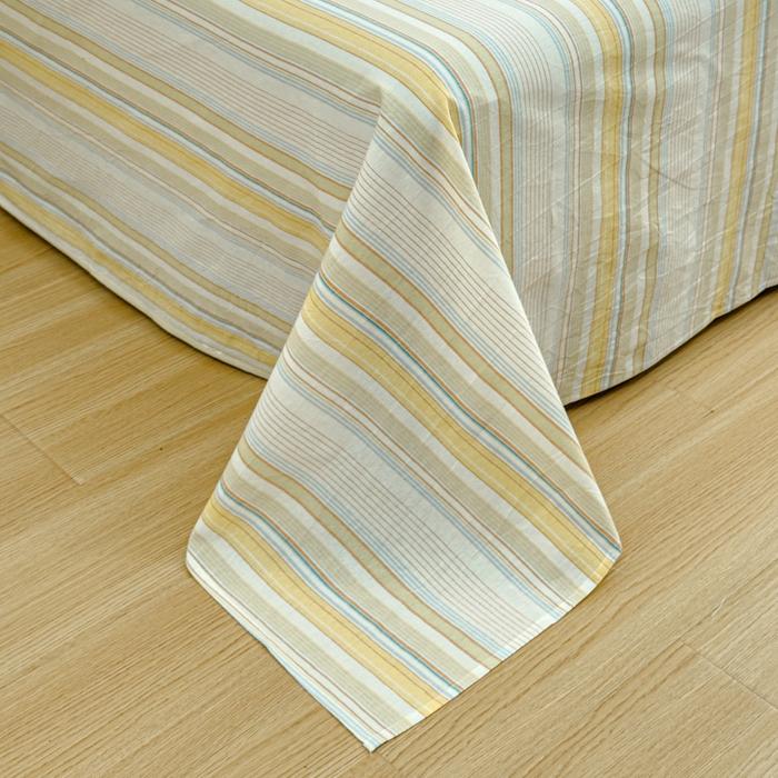 91家纺网 家纺一手货源 找家纺 2025新款简约款色织水洗棉单品床单 沐妍黄