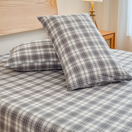 91家纺网 家纺一手货源 找家纺 2025新款简约款色织水洗棉单品枕套 可可灰