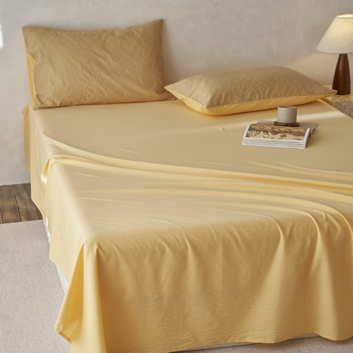 91家纺网 家纺一手货源 找家纺 2025春夏新品色织大提花单品床单 驼黄