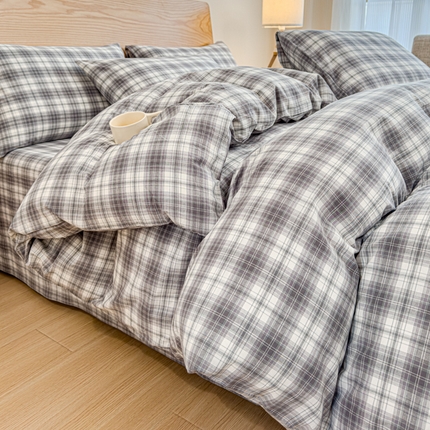 2025新款简约款色织水洗棉四件套 可可灰