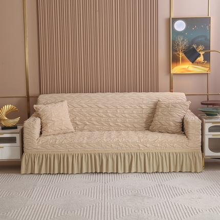 91家纺网 家纺一手货源 找家纺 （总）布兰鸟【沙发套】 2025款大格泡泡沙发套【国内裙摆款】