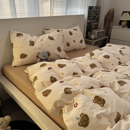 奈颜 2025新款云感双层纱爆款裸睡四件套-实拍图 提供买家秀 小熊多多