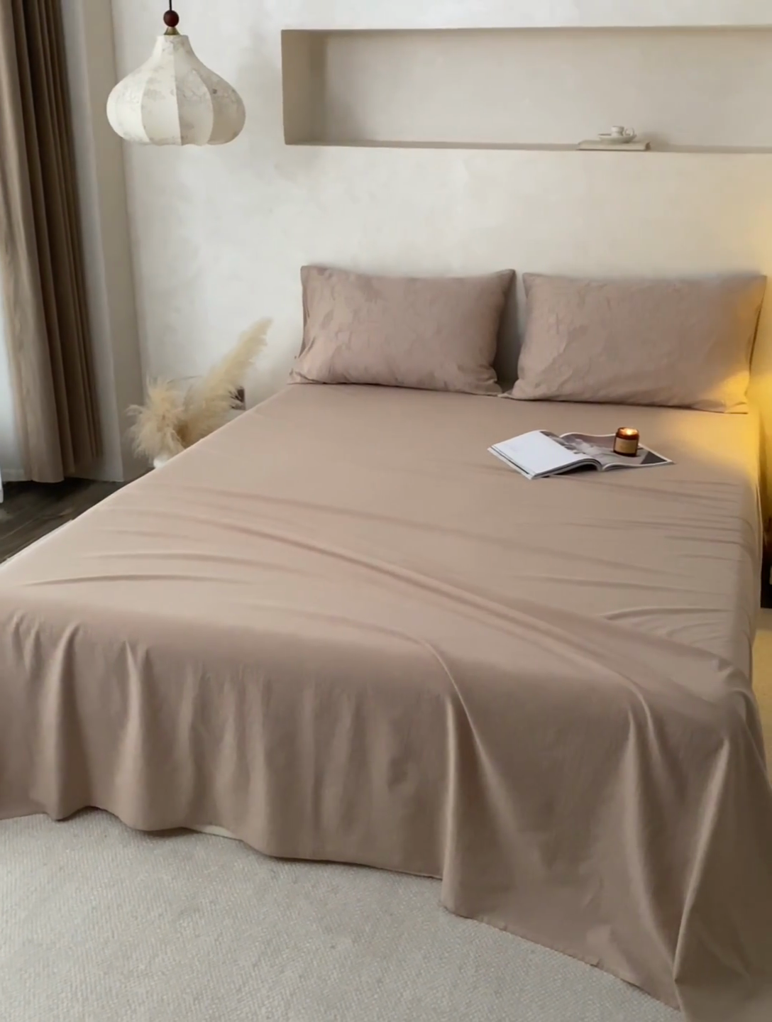 91家纺网 家纺一手货源 找家纺 2025春夏新品色织大提花单品床单 卡其