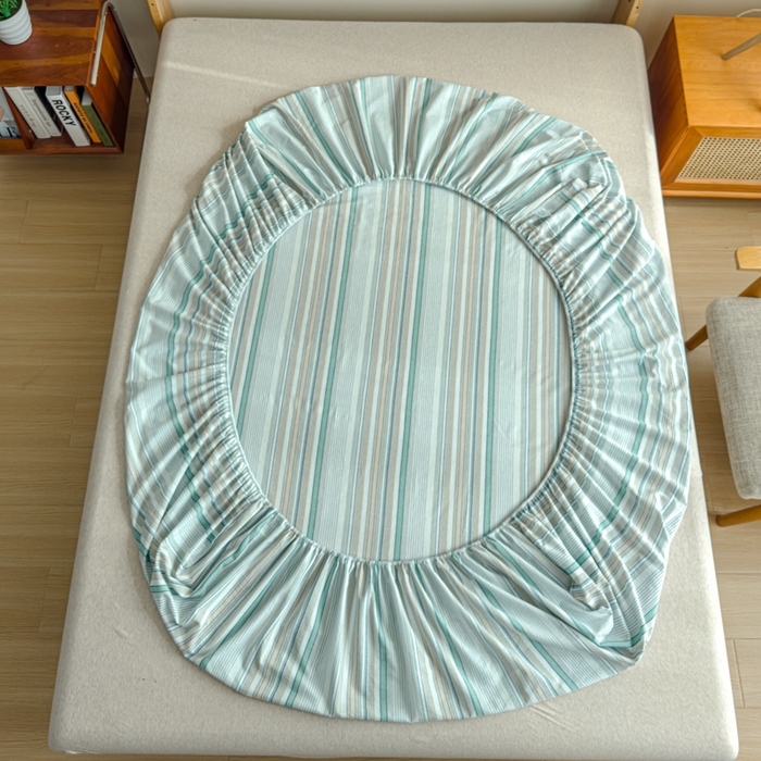 91家纺网 家纺一手货源 找家纺 2025新款简约款色织水洗棉单品床笠 沐妍绿