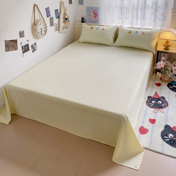 91家纺网 家纺一手货源 找家纺 梦之岛 2025新款多巴胺ins云朵棉小怪兽可爱毛巾绣四件套 格子小怪兽-黄绿