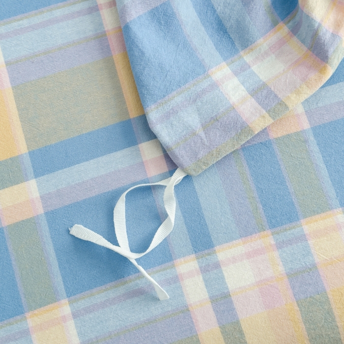 91家纺网 家纺一手货源 找家纺 2025新款简约款色织水洗棉单品被套 昭华蓝