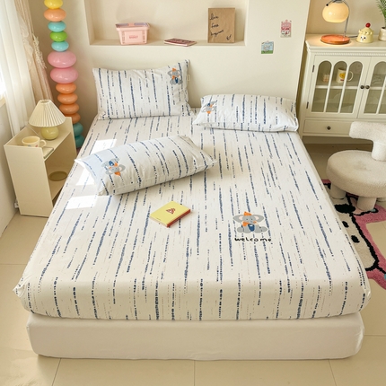 91家纺网 家纺一手货源 找家纺 （总）卧趣家纺 2025新款全棉烫画老粗布单品系列-床笠