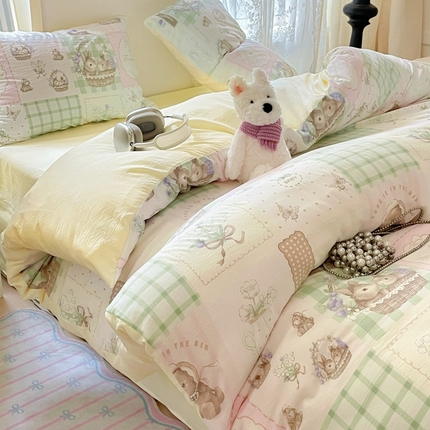 91家纺网 家纺一手货源 找家纺 （总）雨帆家纺 2025新款水洗棉印花四件套