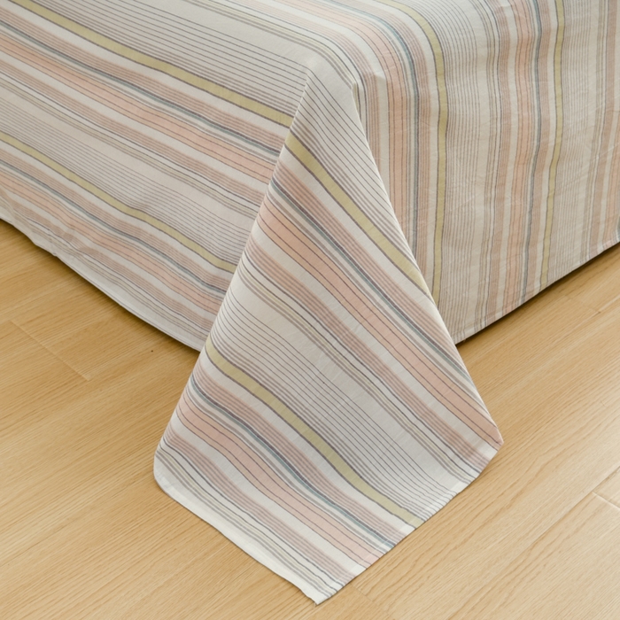 91家纺网 家纺一手货源 找家纺 2025新款简约款色织水洗棉单品床单 沐妍粉