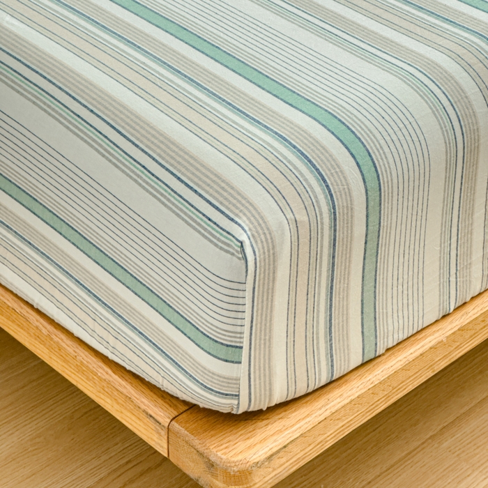 91家纺网 家纺一手货源 找家纺 2025新款简约款色织水洗棉单品床笠 沐妍绿