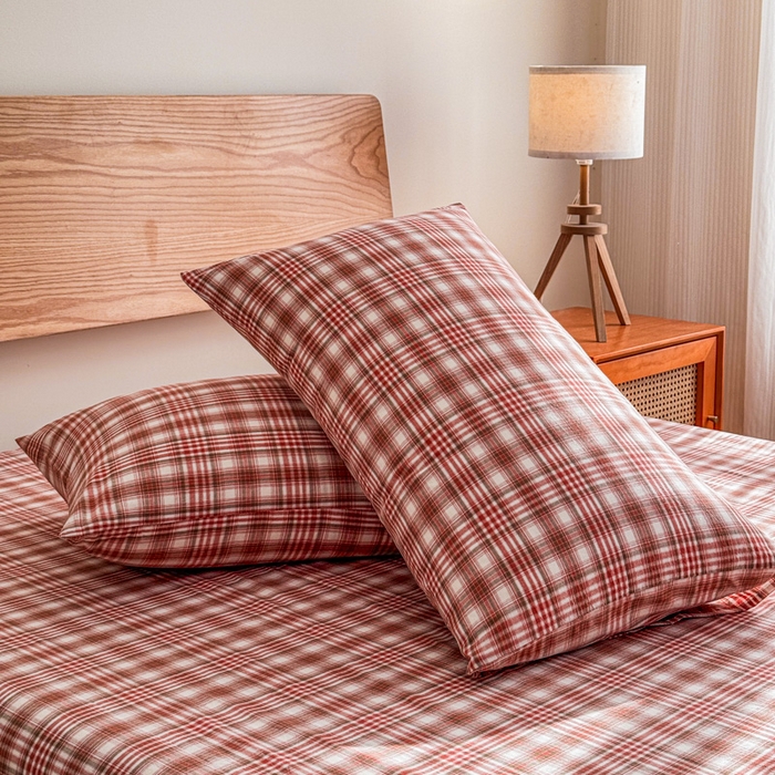 91家纺网 家纺一手货源 找家纺 2025新款简约款色织水洗棉单品床单 可可粉