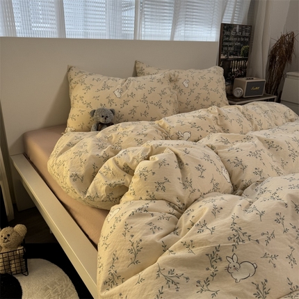 91家纺网 家纺一手货源 找家纺 （总）奈颜 2025新款云感双层纱爆款裸睡四件套-实拍图 提供买家秀