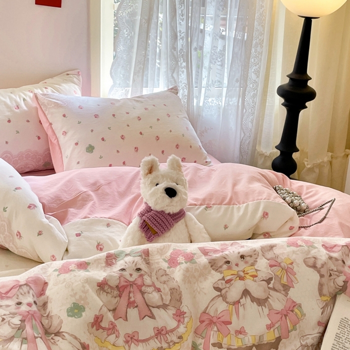 91家纺网 家纺一手货源 找家纺 雨帆家纺 2025新款水洗棉印花四件套 小公主