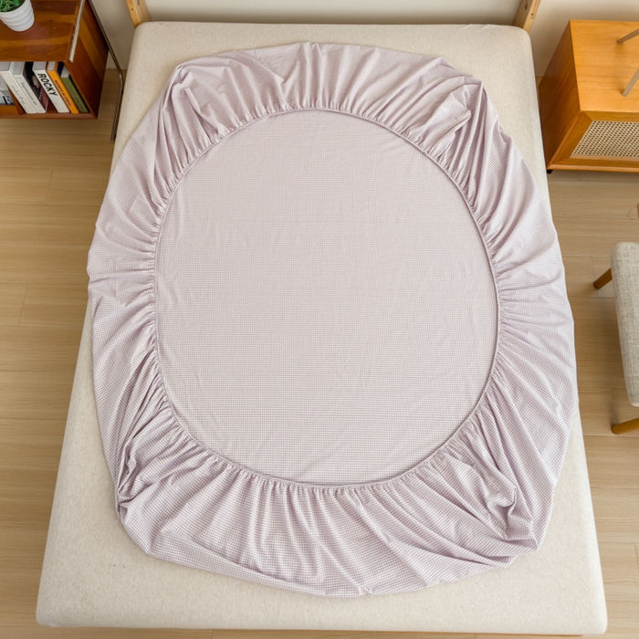 91家纺网 家纺一手货源 找家纺 2025新款简约款色织水洗棉单品床笠 糖果紫