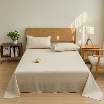 2025新款简约款色织水洗棉单品床单 糖果卡其