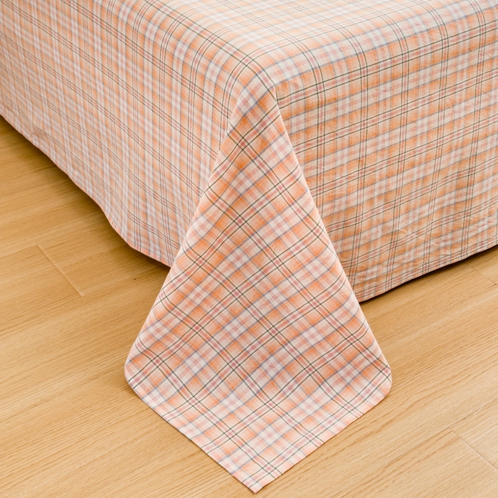 91家纺网 家纺一手货源 找家纺 2025新款简约款色织水洗棉单品床单 可可桔