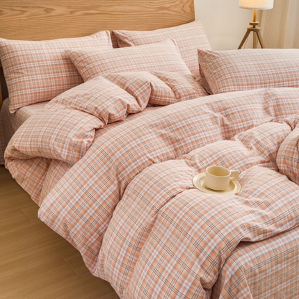2025新款简约款色织水洗棉单品被套 可可桔