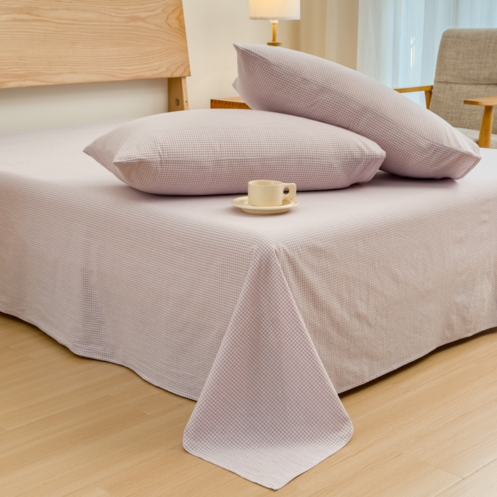 91家纺网 家纺一手货源 找家纺 2025新款简约款色织水洗棉单品枕套 糖果紫