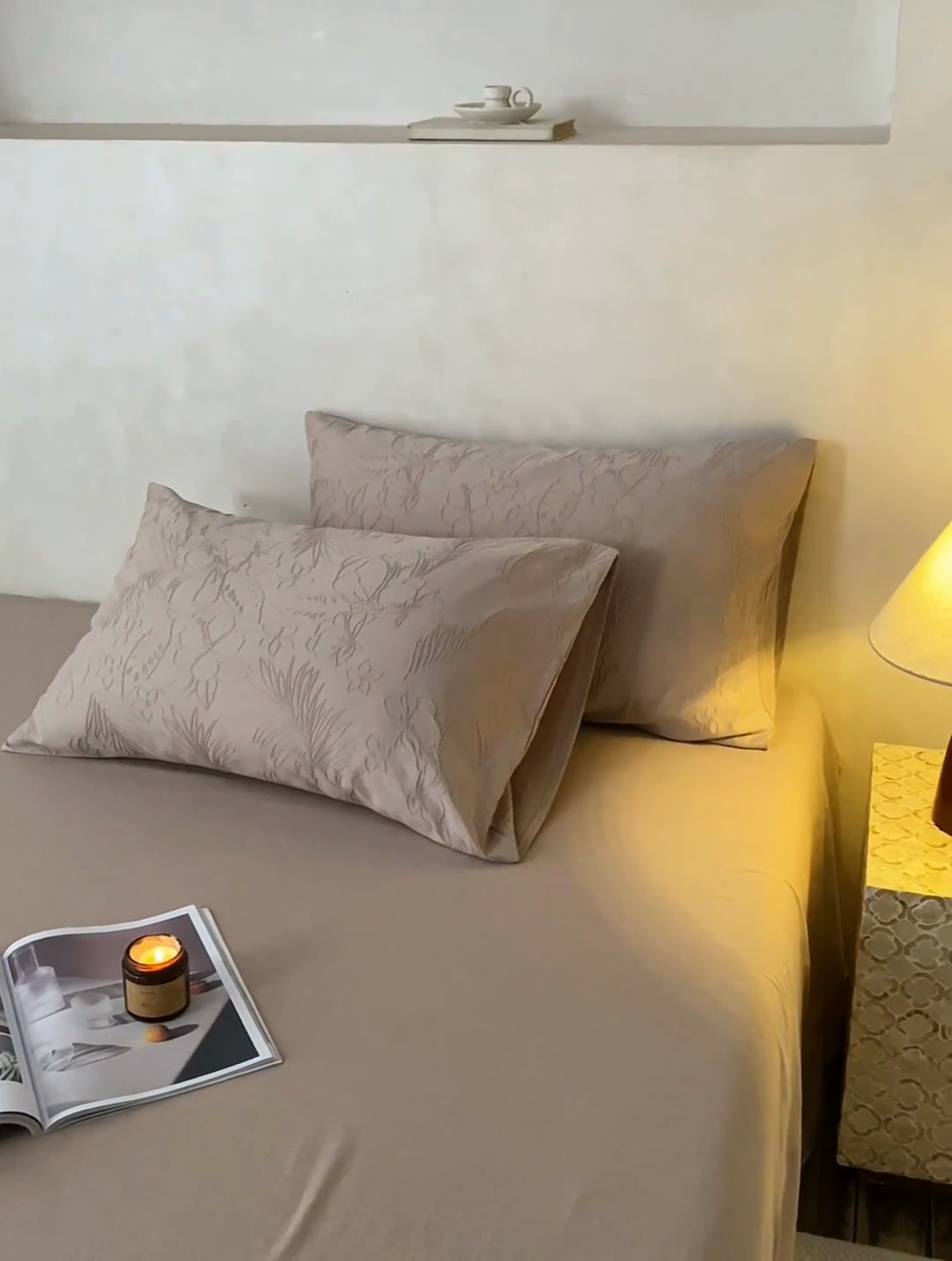 91家纺网 家纺一手货源 找家纺 2025春夏新品染色水洗大提花单品枕套 小银勾-卡其