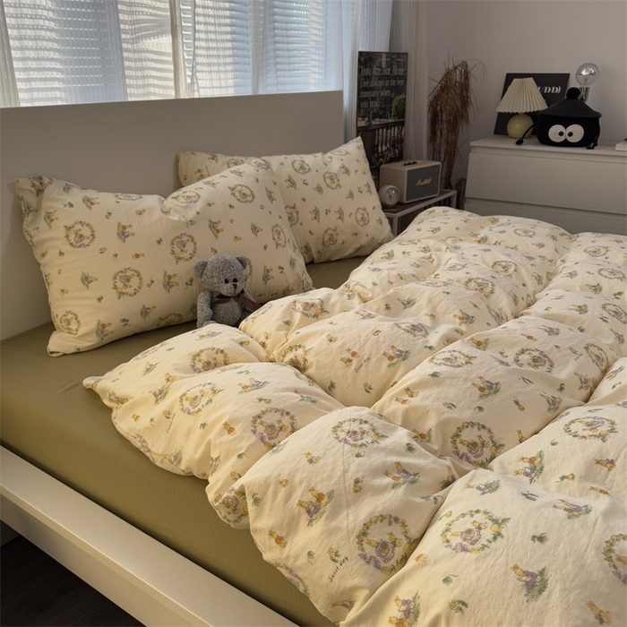 91家纺网 家纺一手货源 找家纺 奈颜 2025新款云感双层纱爆款裸睡四件套-实拍图 提供买家秀 多多兔