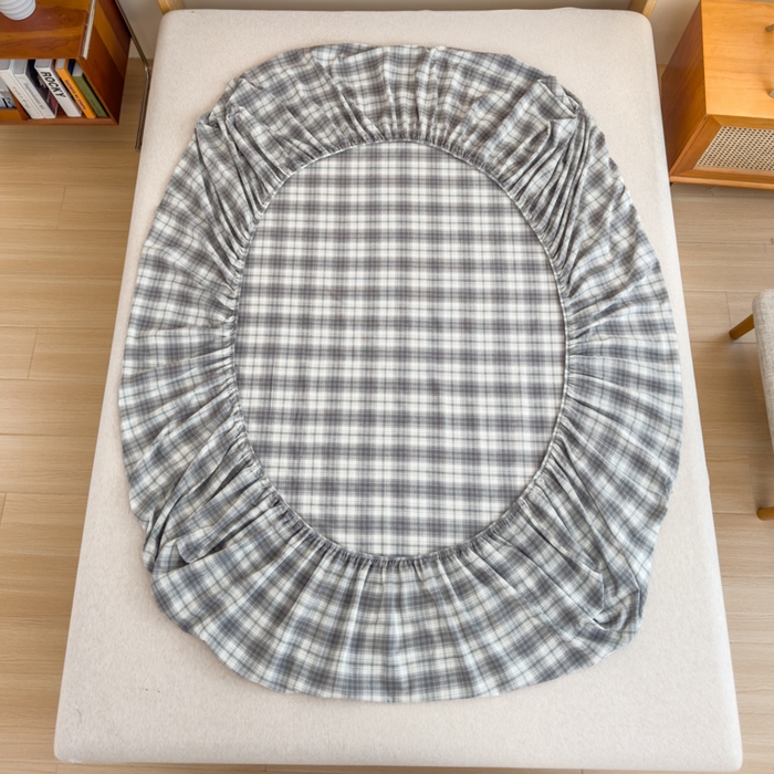 91家纺网 家纺一手货源 找家纺 2025新款简约款色织水洗棉单品床笠 可可灰