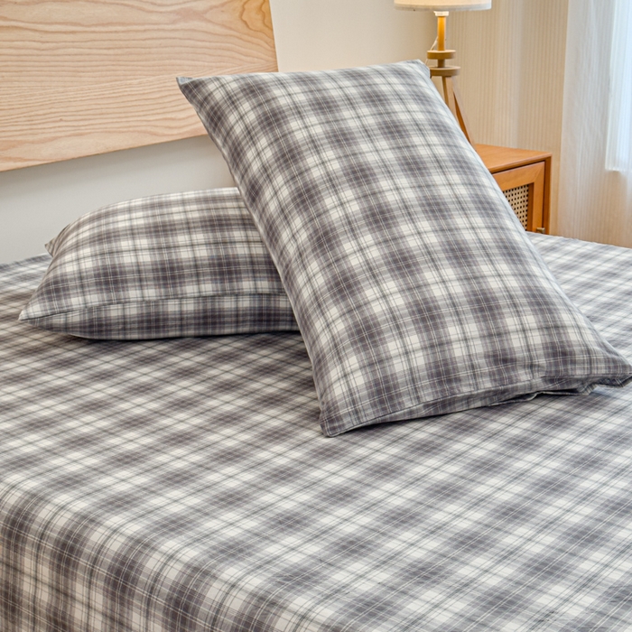 91家纺网 家纺一手货源 找家纺 2025新款简约款色织水洗棉单品枕套 可可灰