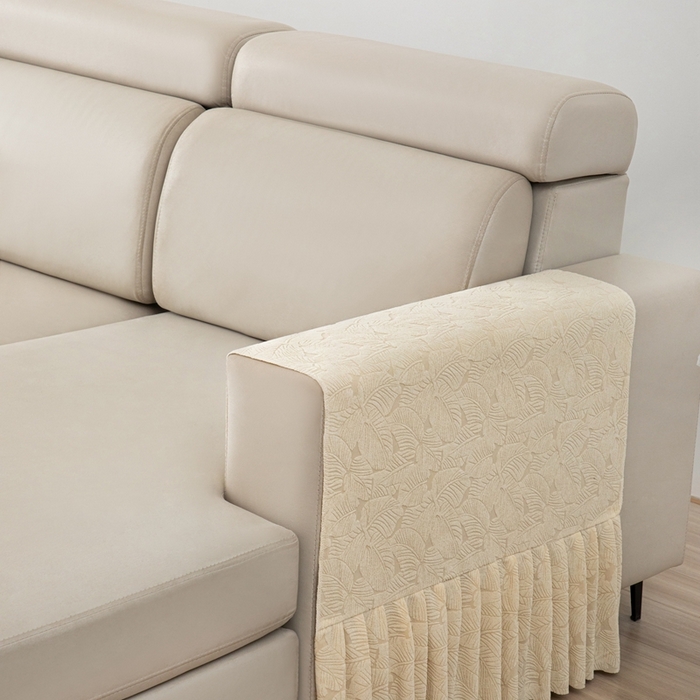 91家纺网 家纺一手货源 找家纺 沐沐家纺 2026新款小树叶扶手巾 米白