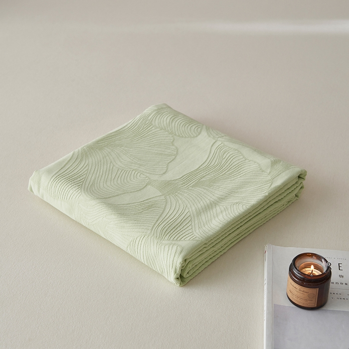 91家纺网 家纺一手货源 找家纺 2025春夏新品染色水洗大提花单品被套 叶语-嫩绿